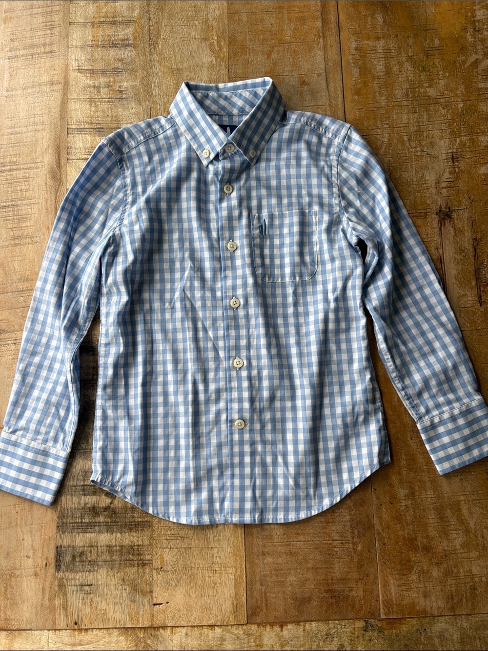Johnnie-o Boys Blue Gingham Shirt size 6 - Picture 2 of 6